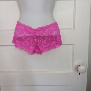 SIMPLEMENT MOI SEXY WOMEN HOT PINK TRANSPARENT LACE UNDERWEAR SIZE MEDIUM
